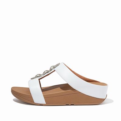 Fitflop Women's FINO Sparkle Slides Sandals - White, TU6759312